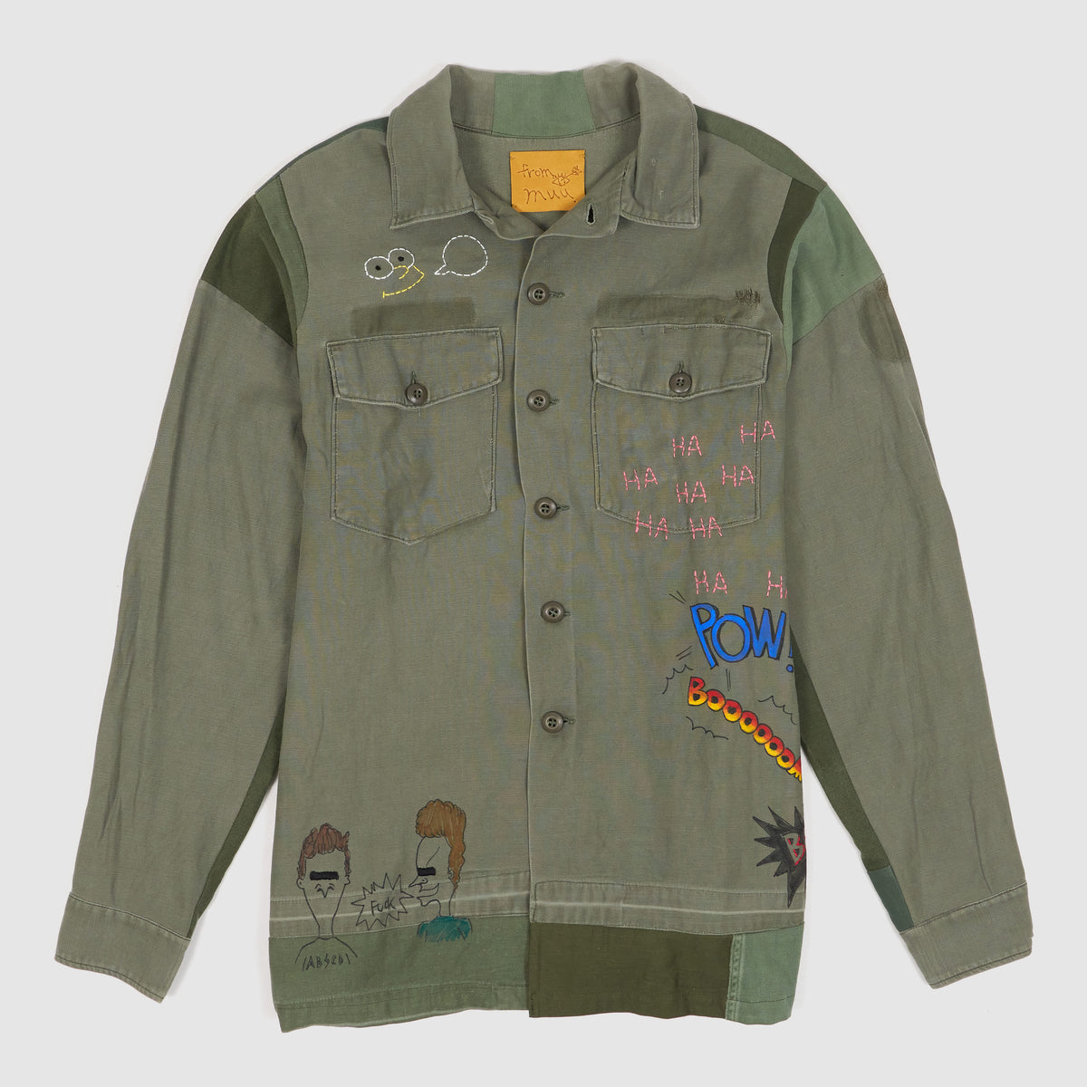 From Muu Army Overshirt Cartoon Paintings and Hand Embroidered