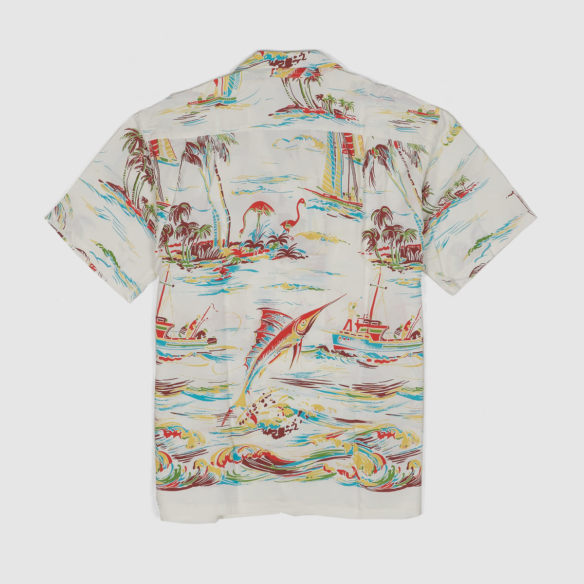 Sun Surf  Hawaiian Limited Edition Duke Khanamoku Fishing Boat Short Sleeve Shirt