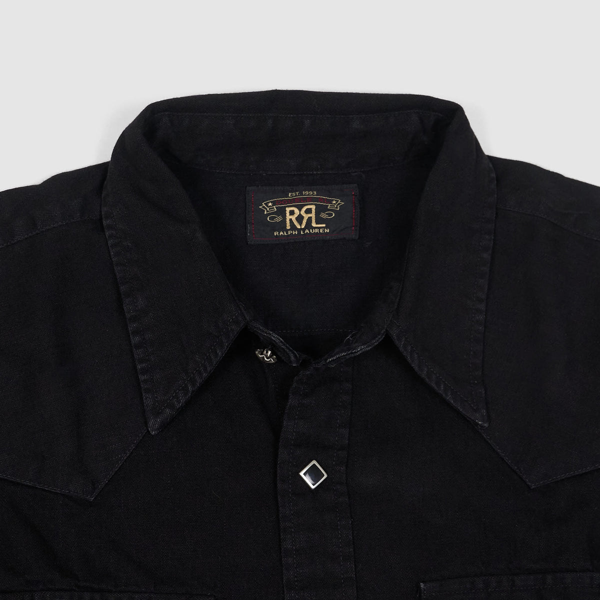 Double RL Long Sleeve Sawtooth Black Denim Western Shirt