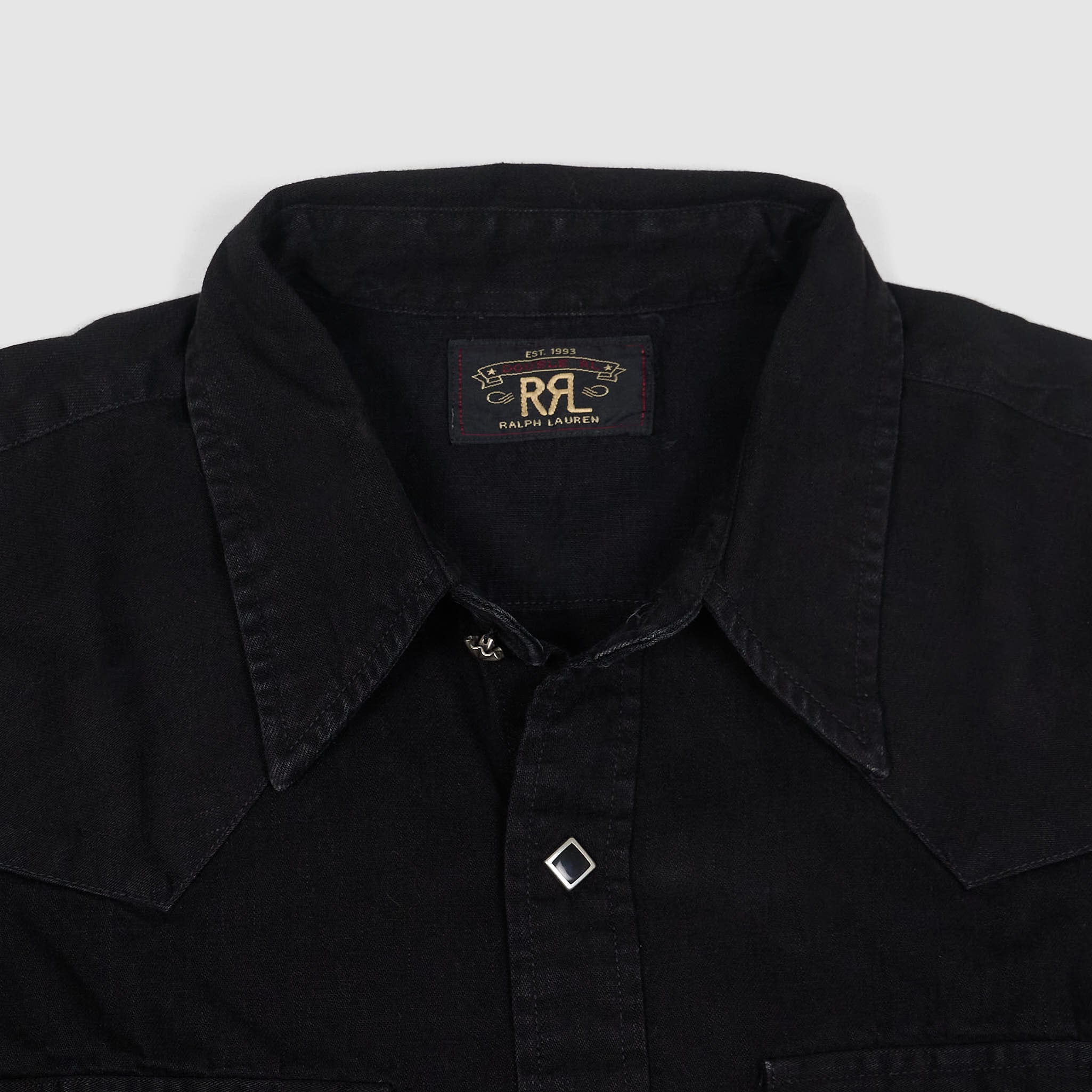 Double RL Long Sleeve Sawtooth Black Denim Western Shirt - DeeCee