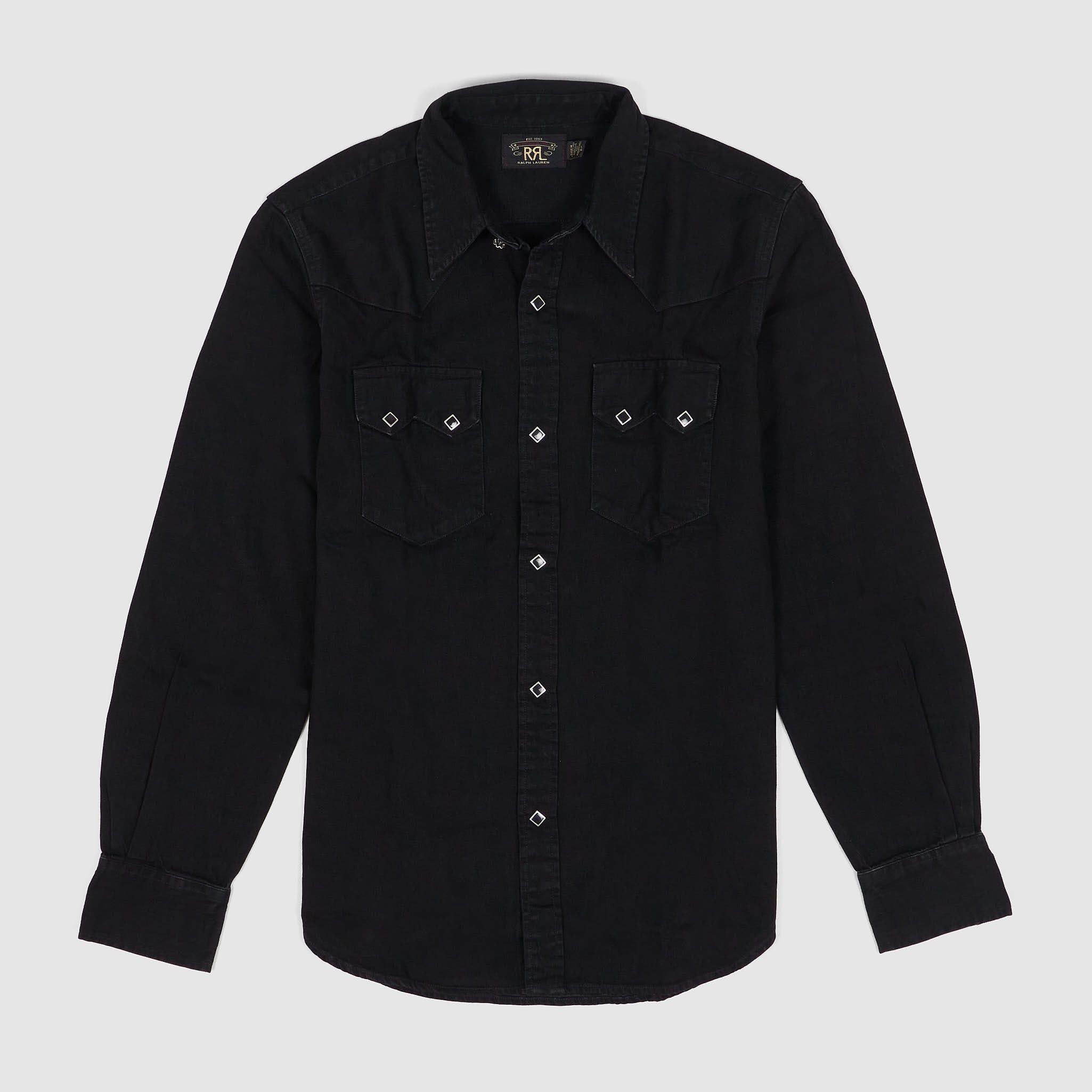 Double RL Long Sleeve Sawtooth Black Denim Western Shirt