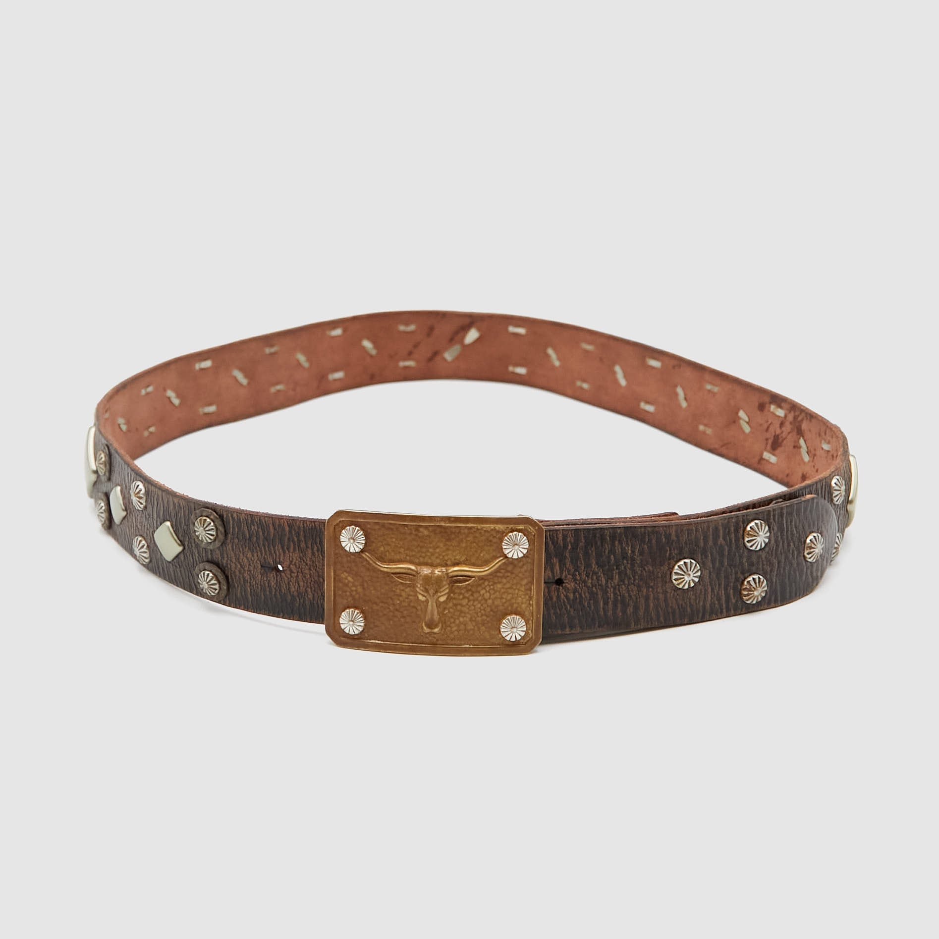Double RL Studed Western Leather Belt With Buckle - DeeCee style