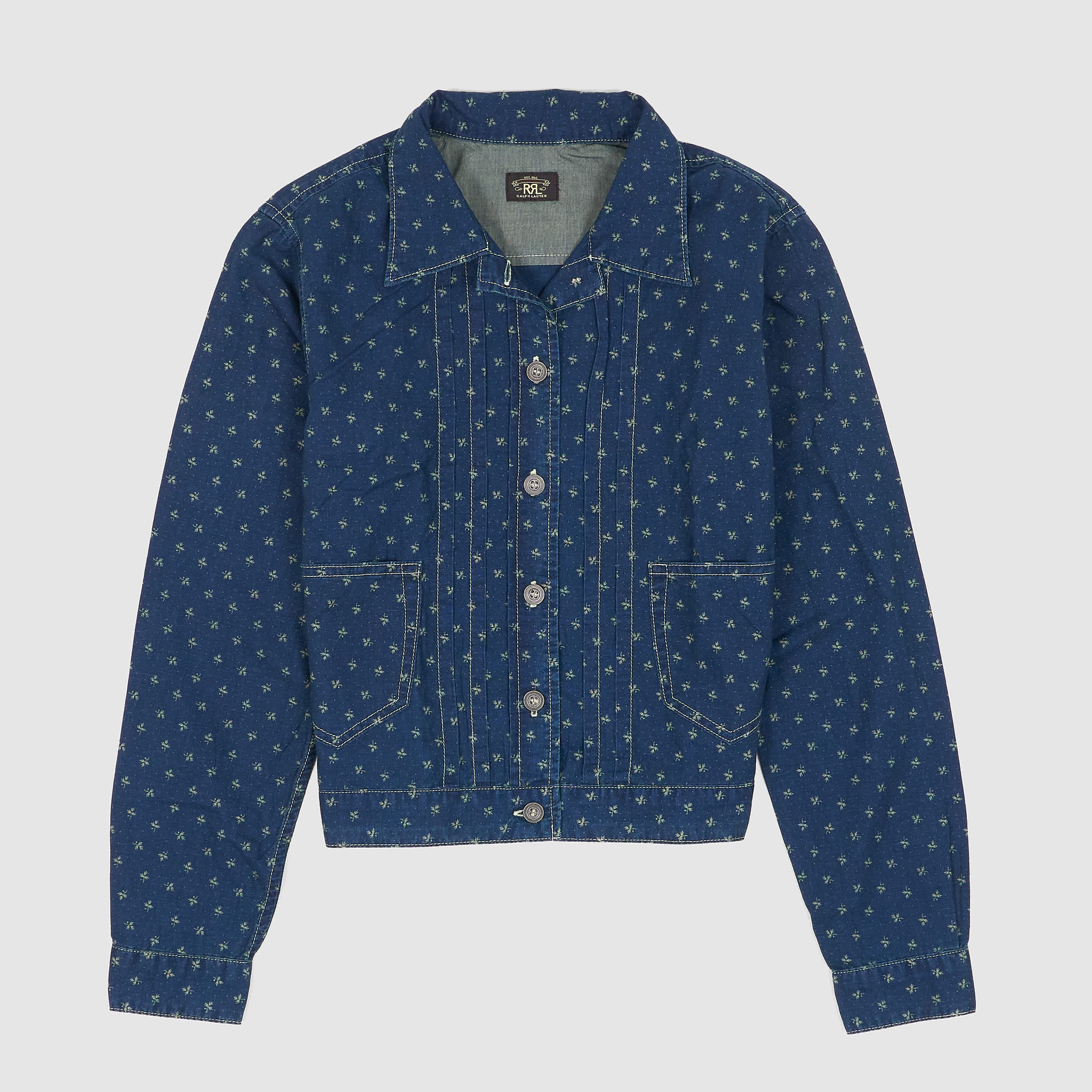 Double RL Ladies Printed Indigo Cotton-Linen Shirt Jacket