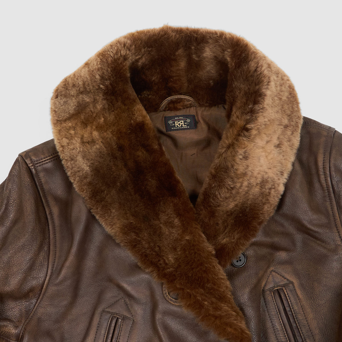 Double RL Ladies Shearling- Collar Leather Coat Jacket