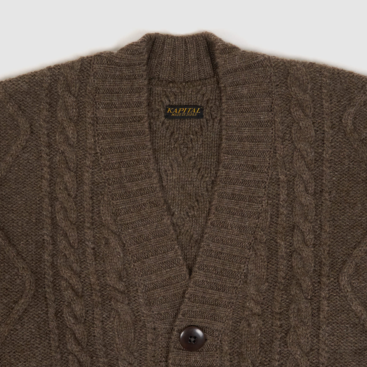 Kapital Cable Knit Smiling Elbow Cardigan
