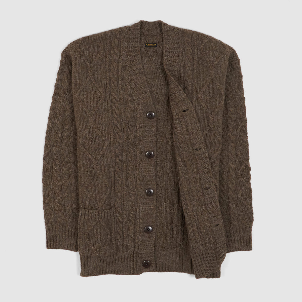 Kapital Cable Knit Smiling Elbow Cardigan