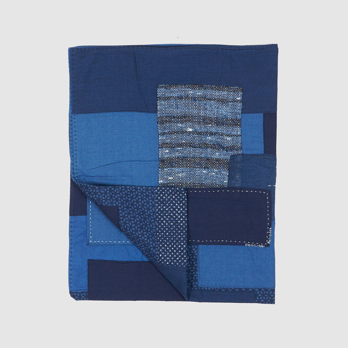 Blue Blue Japan Sashiko Hand-Stiched  Patchwork Tablecloth