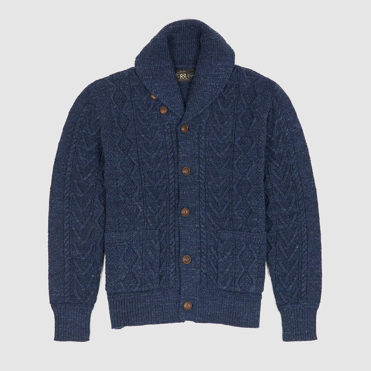 Double RL Knitted Cotton Cable Shawl Cardigan