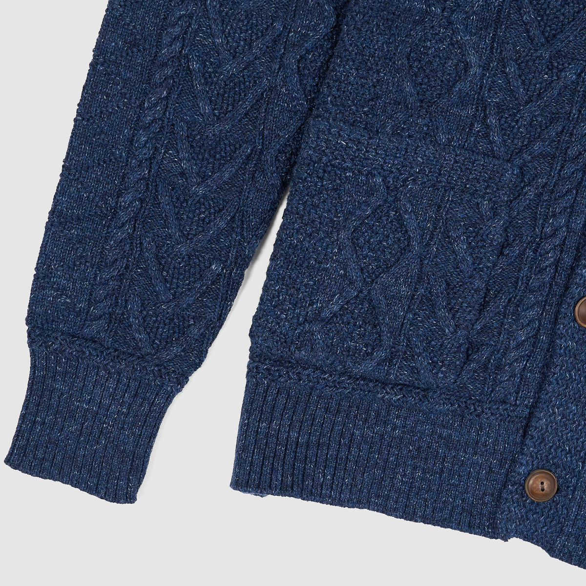 Double RL Knitted Cotton Cable Shawl Cardigan