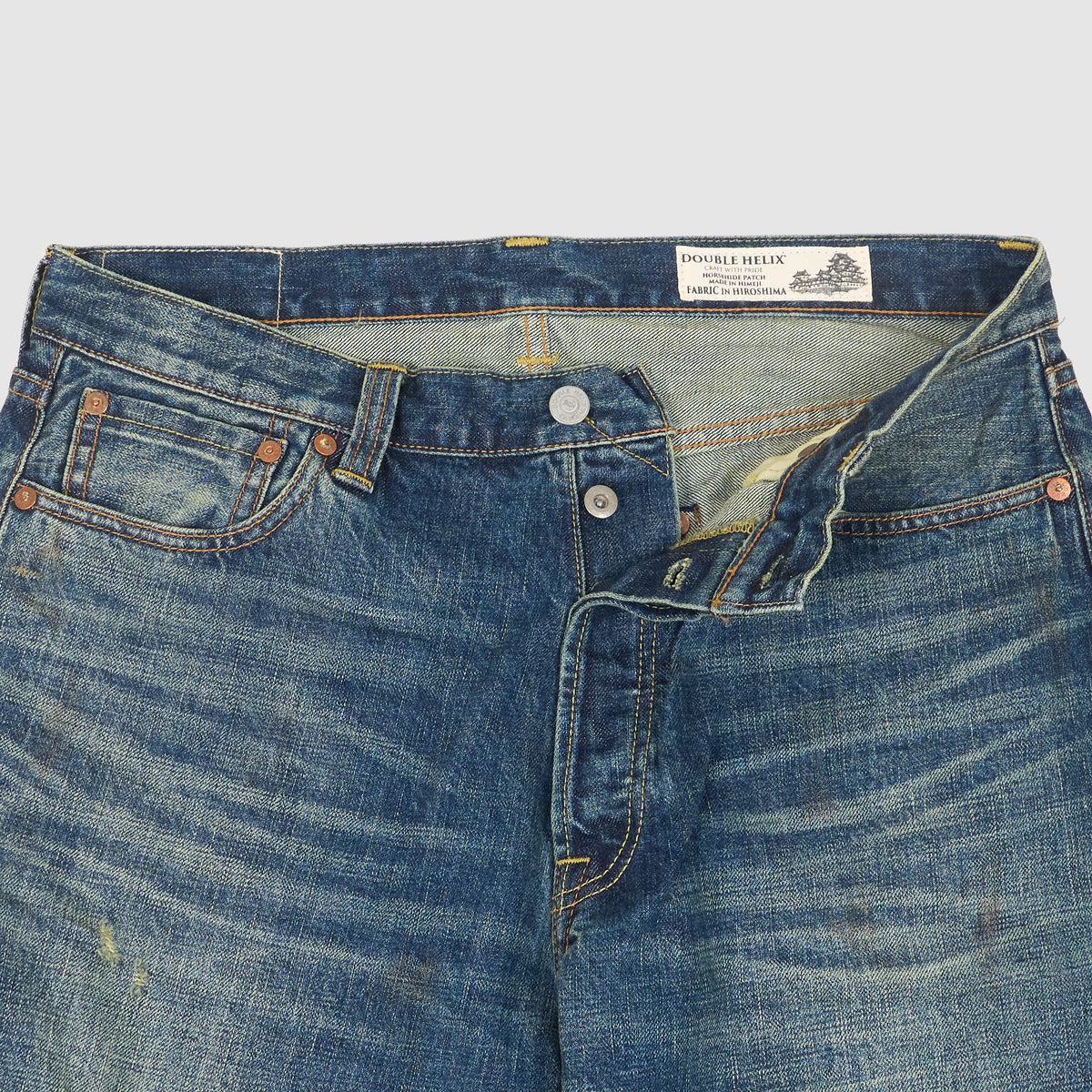 Double Helix 5-Pocket Straight Leg Jeans Hard Washed