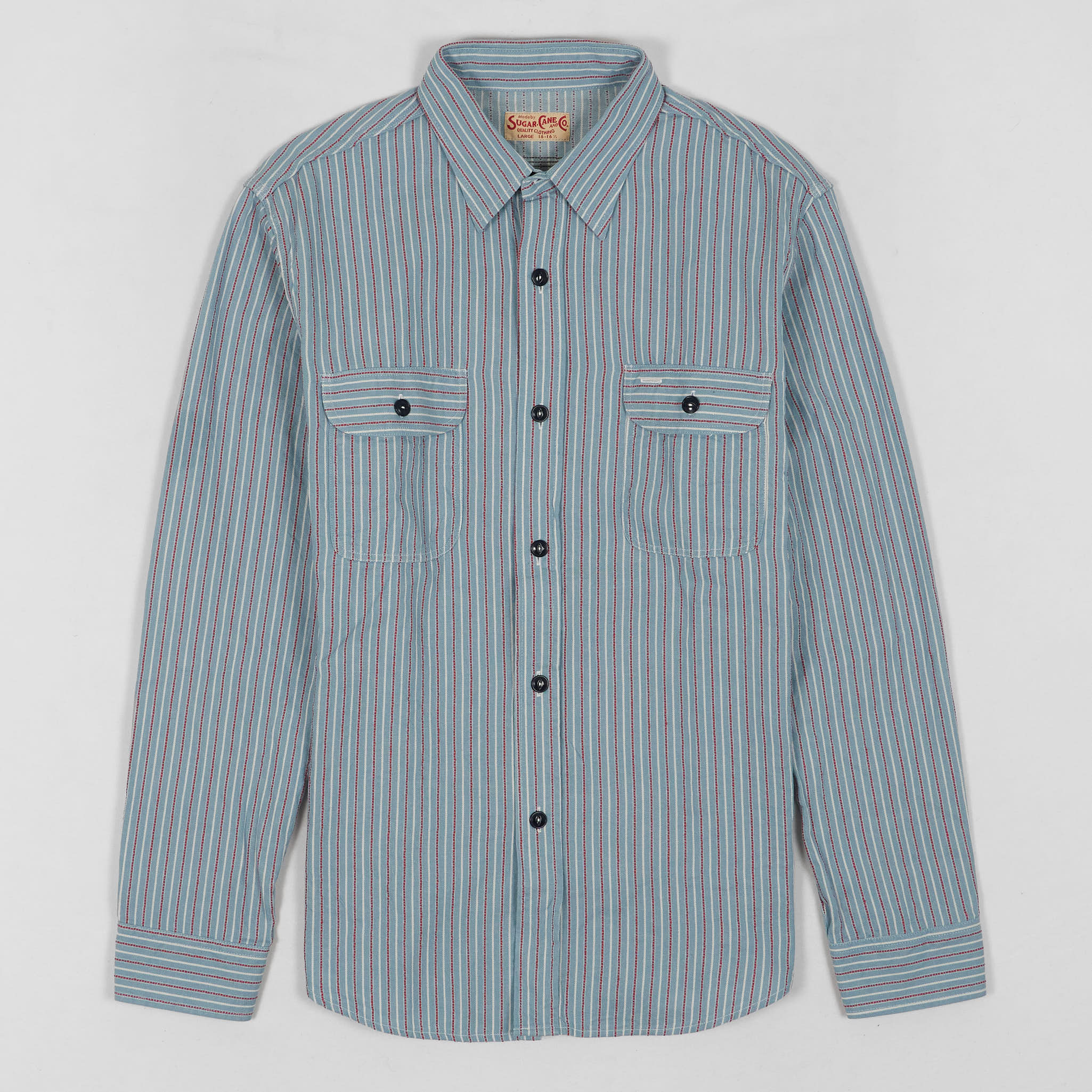 Sugar Cane Woven Stripes Work Shirt - DeeCee style