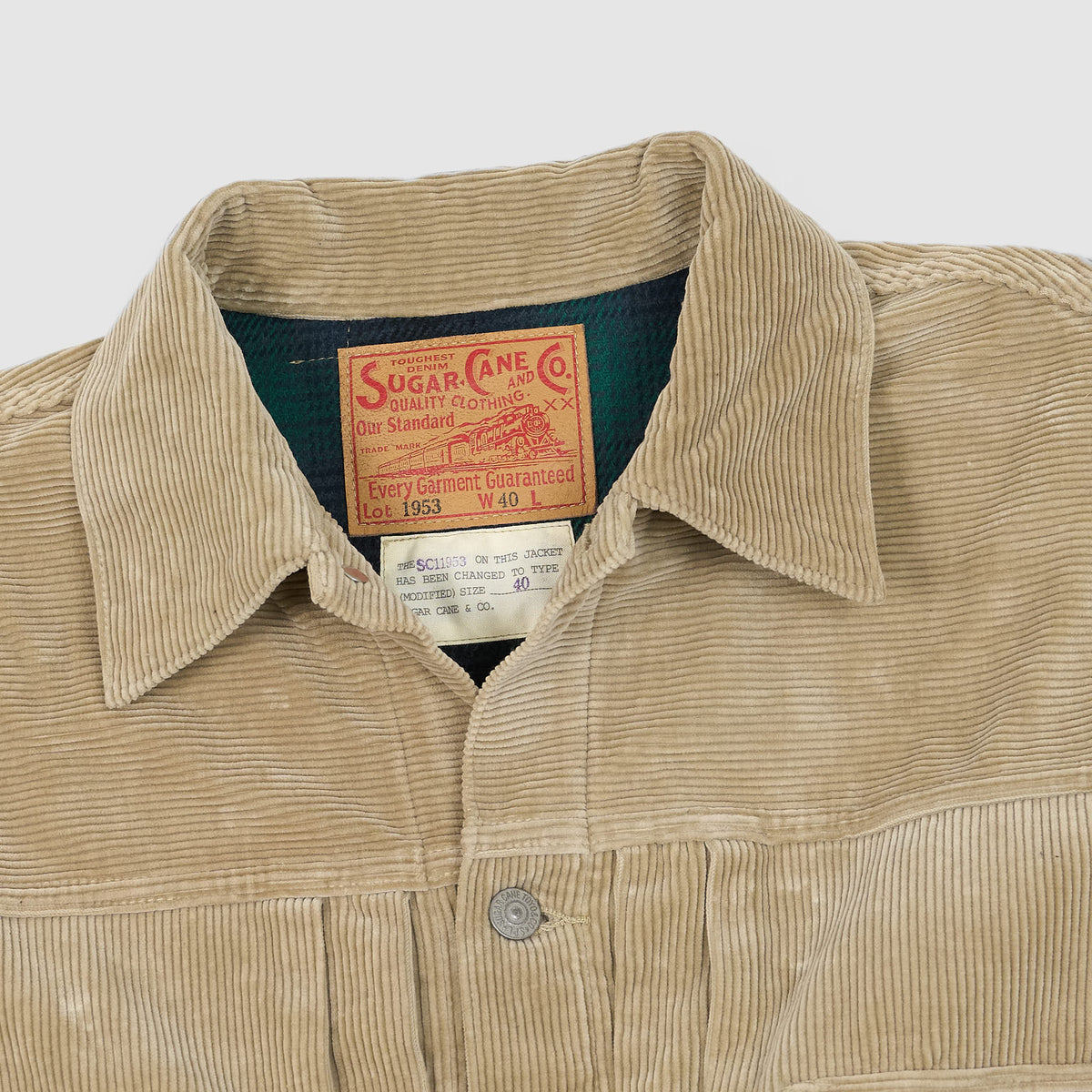 Sugar Cane Lined Corduroy Type Two Plaid Cotton Flannel Jacket