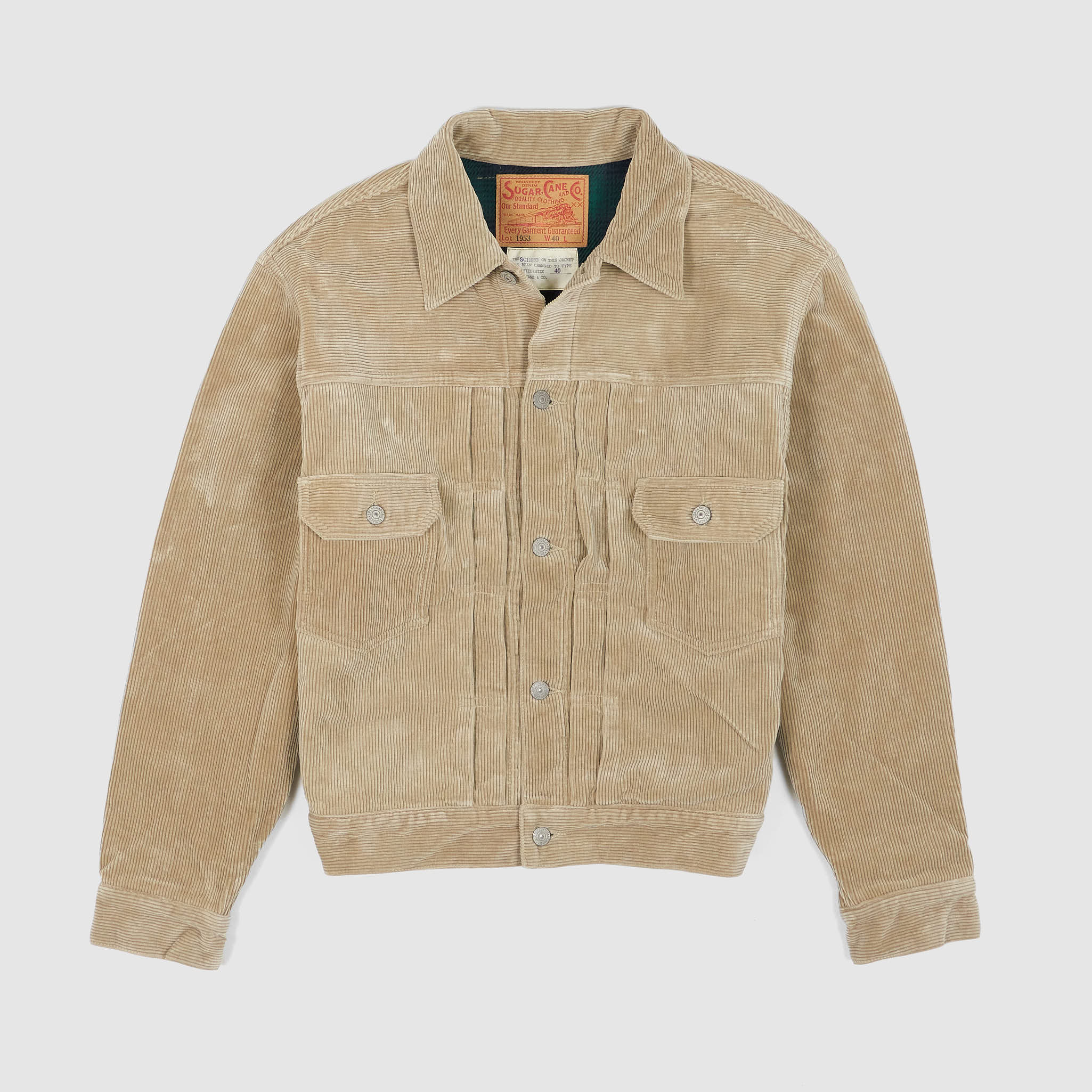 Sugar Cane Lined Corduroy Type Two Plaid Cotton Flannel Jacket