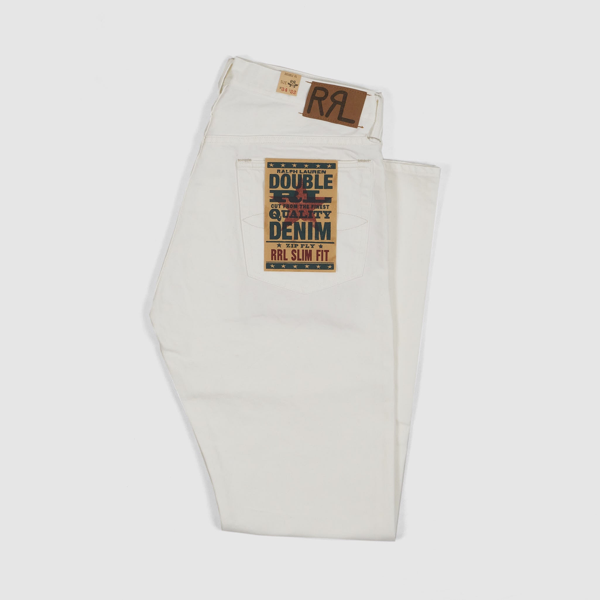 Double RL 5-Pocket Slim Fit White Jeans - DeeCee style