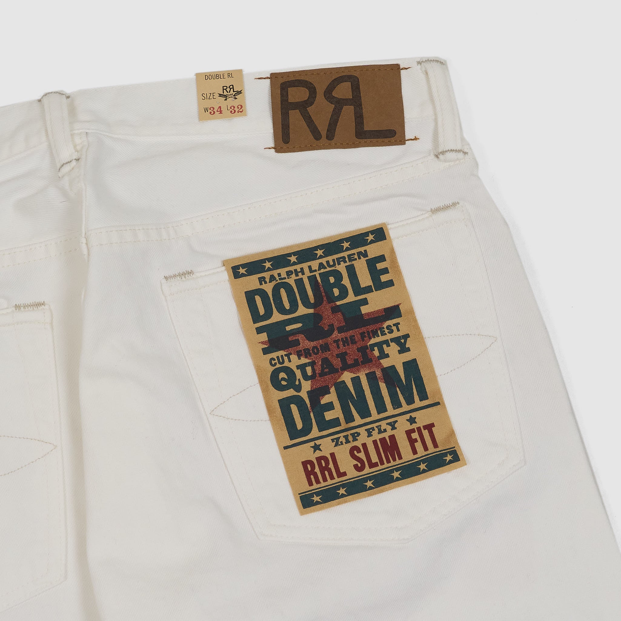Double RL 5-Pocket Slim Fit White Jeans - DeeCee style