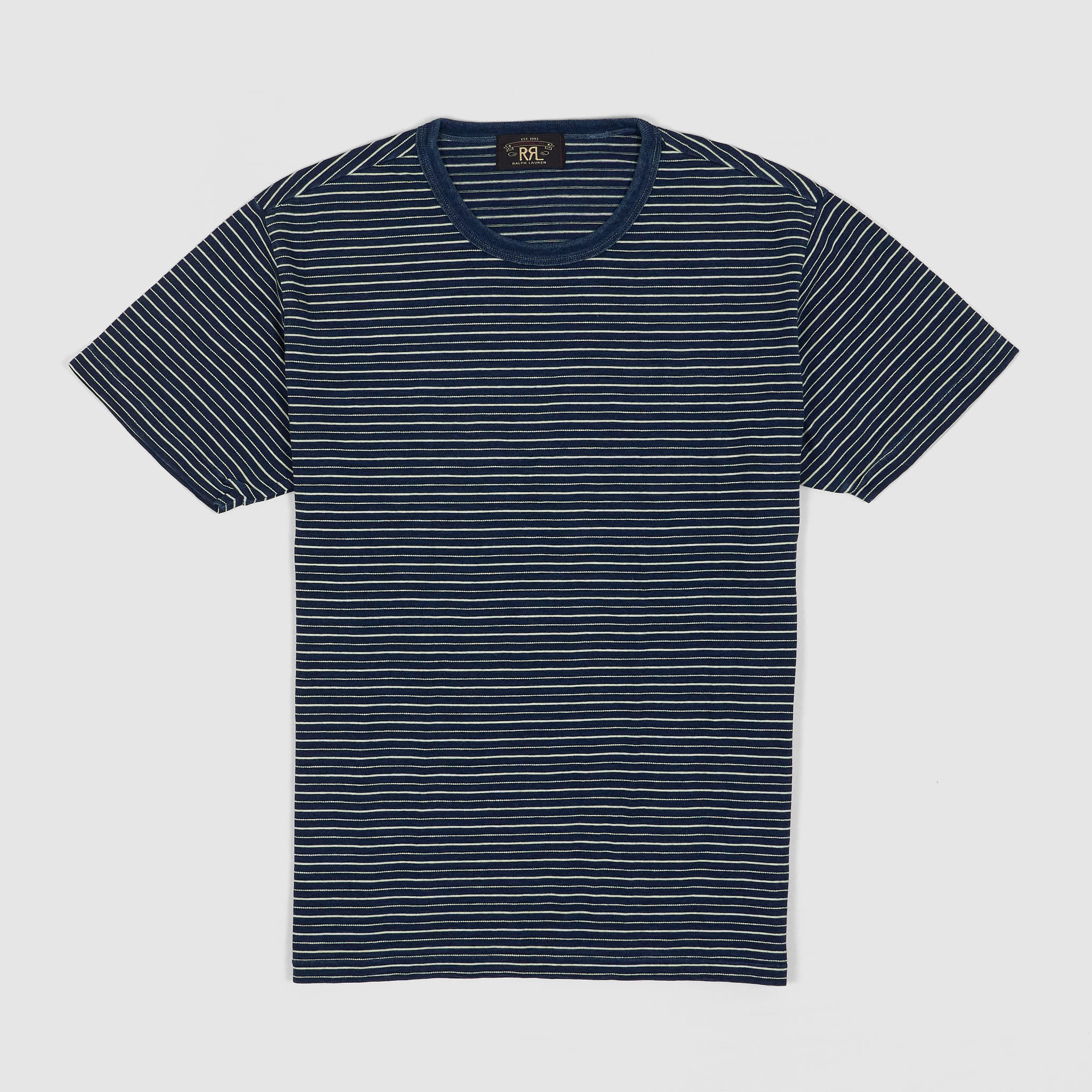 Double RL Striped Crew Neck Indigo T-Shirt - DeeCee style