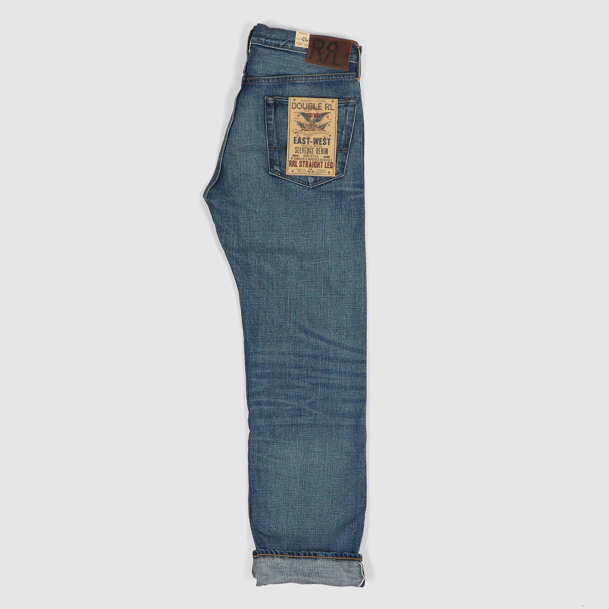 Double RL East-West Vintage Washed Straight Leg Selvage Jeans