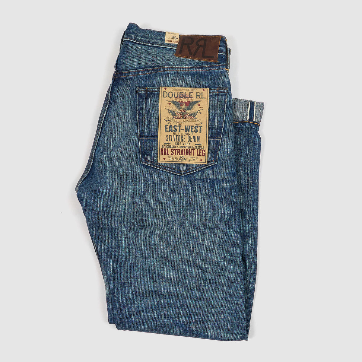 Double RL East West Vintage Washed Straight Leg Selvage Jeans