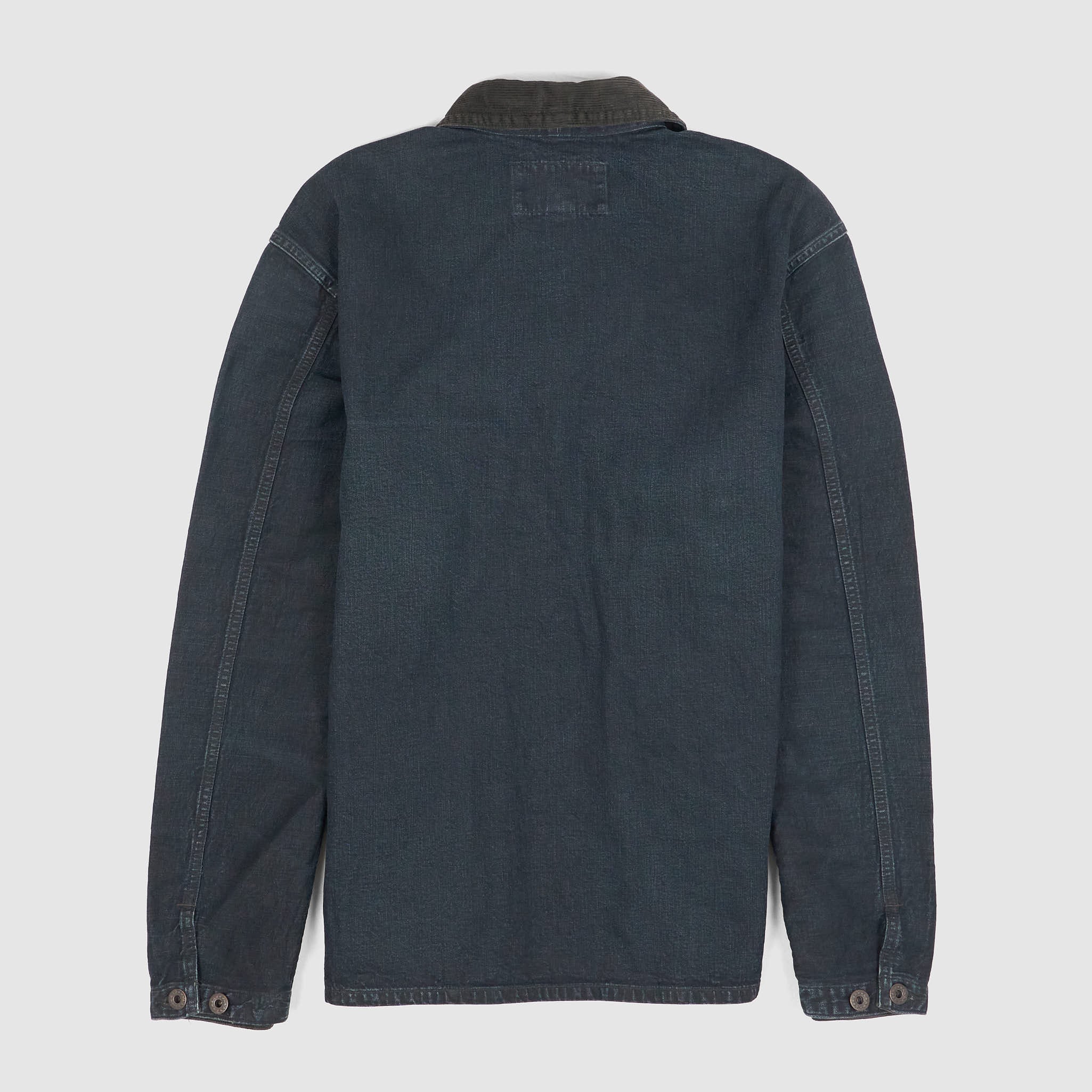 Double RL Indigo Work Shirt Jacket With Corduroy Application ...