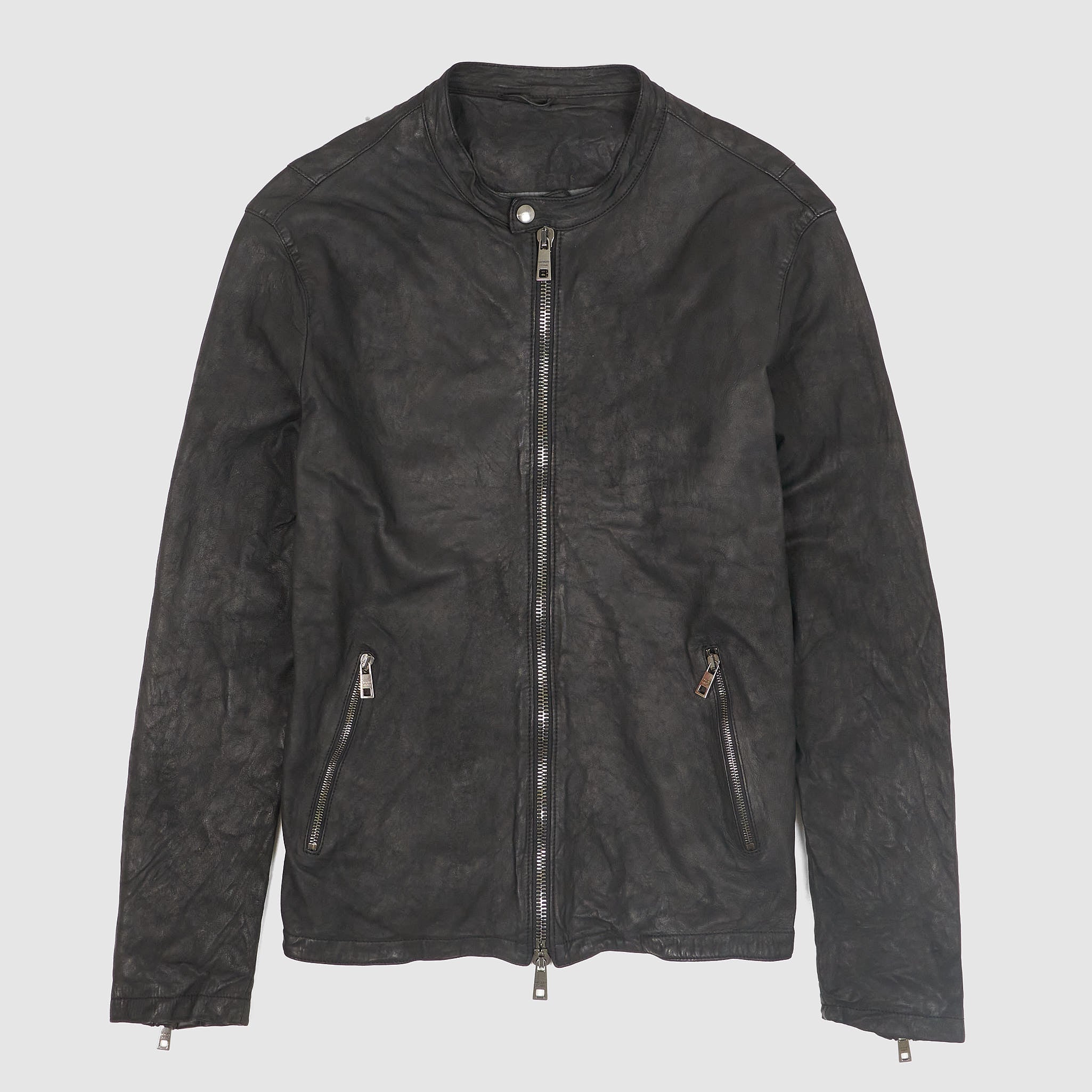 Giorgio Brato Washed Lamb Cafe Racer Leather Jacket - DeeCee style