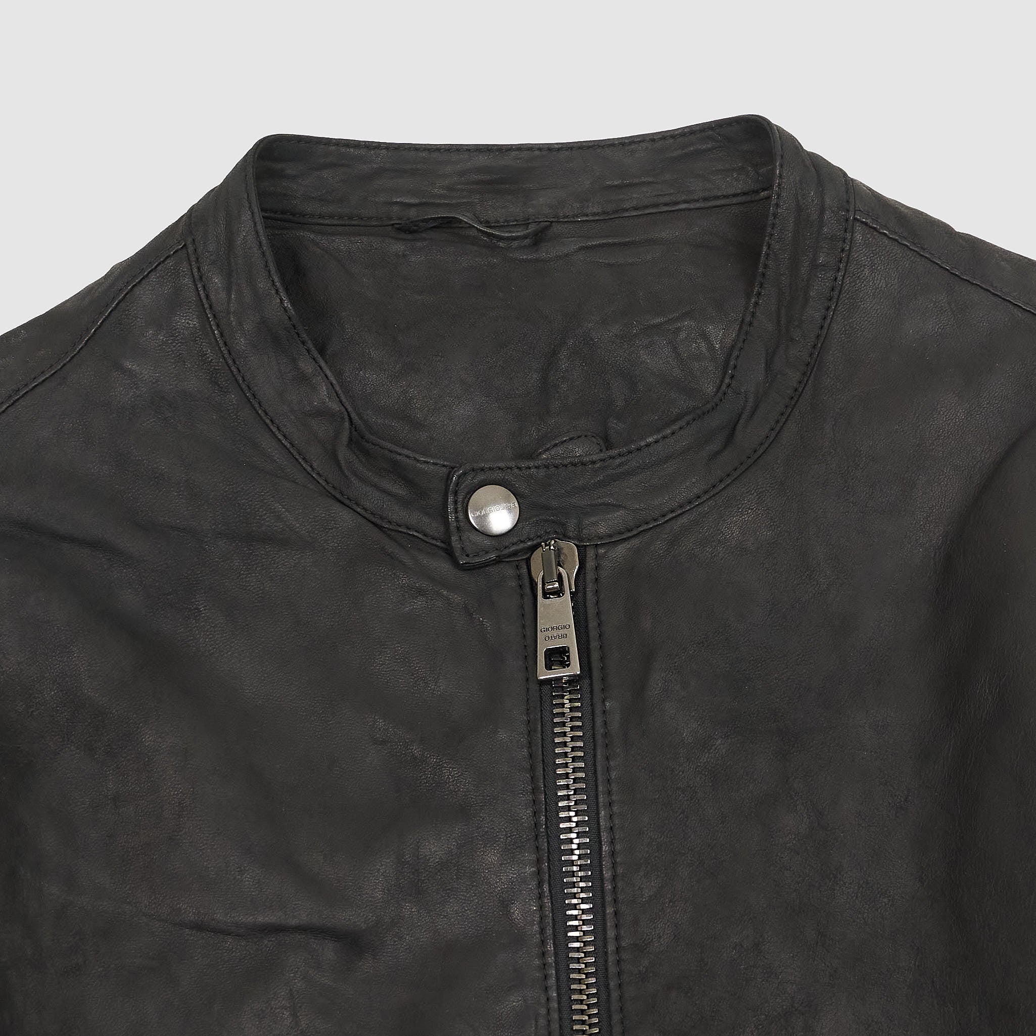 Giorgio Brato Washed Lamb Cafe Racer Leather Jacket - DeeCee style