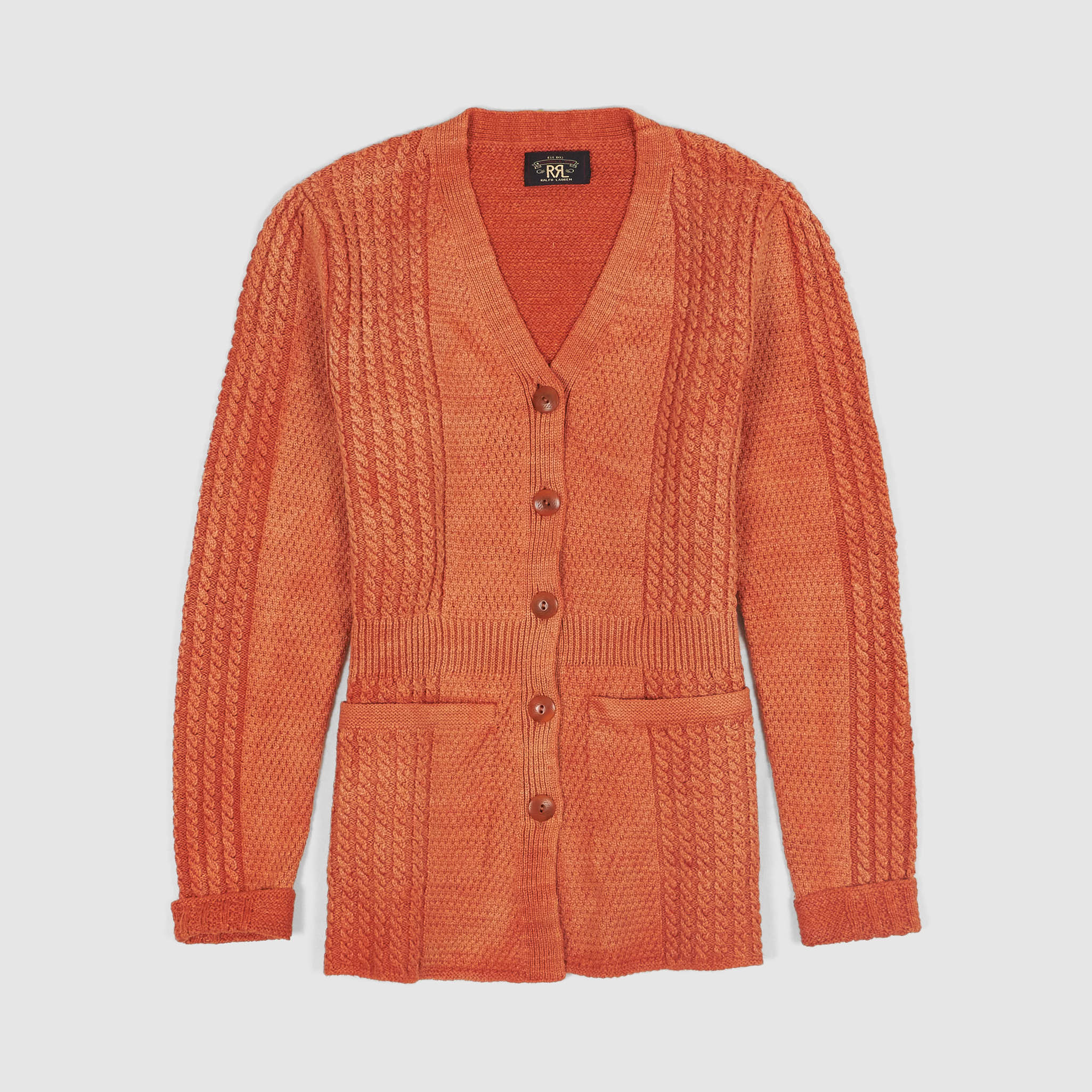 Double RL Ladies Cable Knitted Long Cardigan With Pockets - DeeCee 