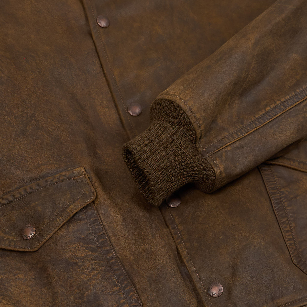 Double RL Vintage Treated Leather Bomber Jacket