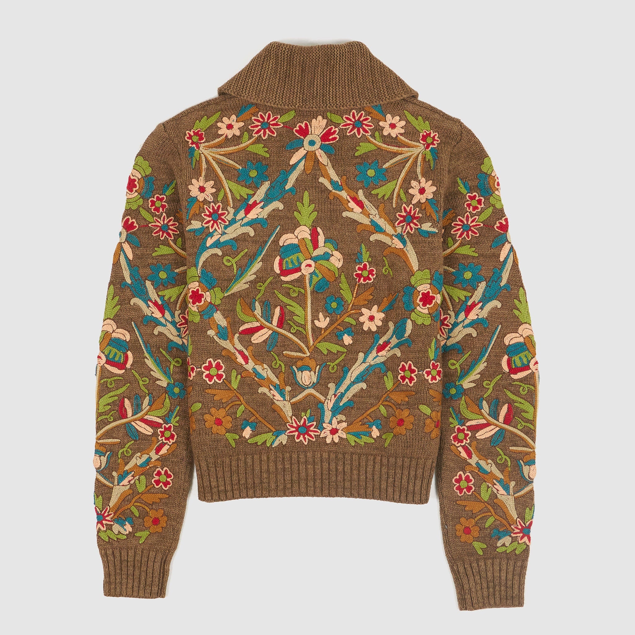 トップス FLOWER  RRL APPLIQUED WOOL CARDIGAN Double RL Ladies Zip Flowers Cardigan - DeeCee style