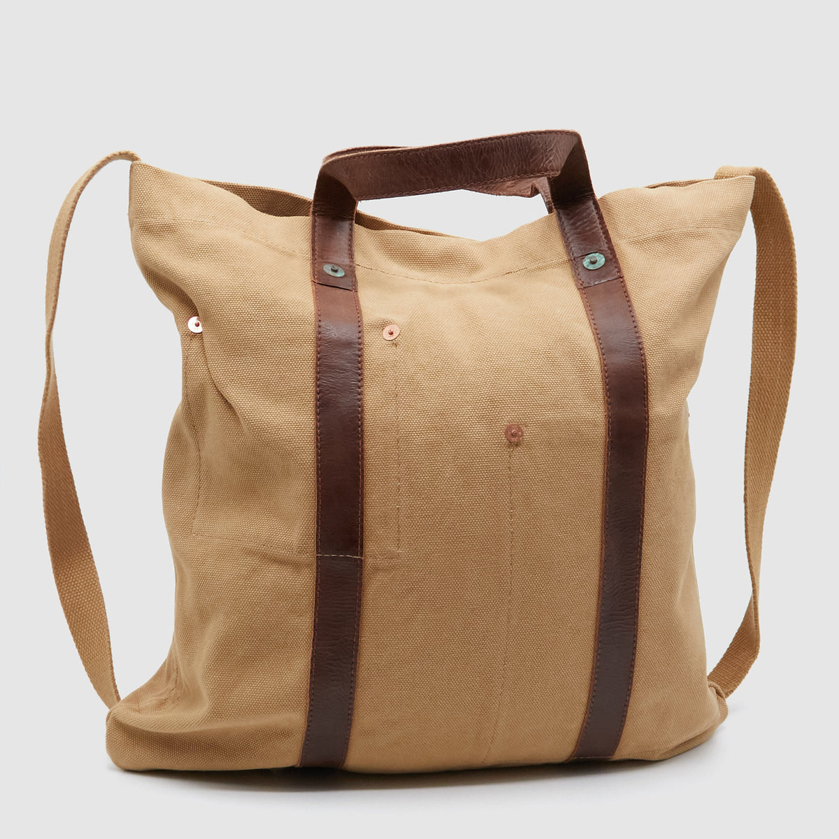 Double RL Leather-Trim Canvas Tote Bag