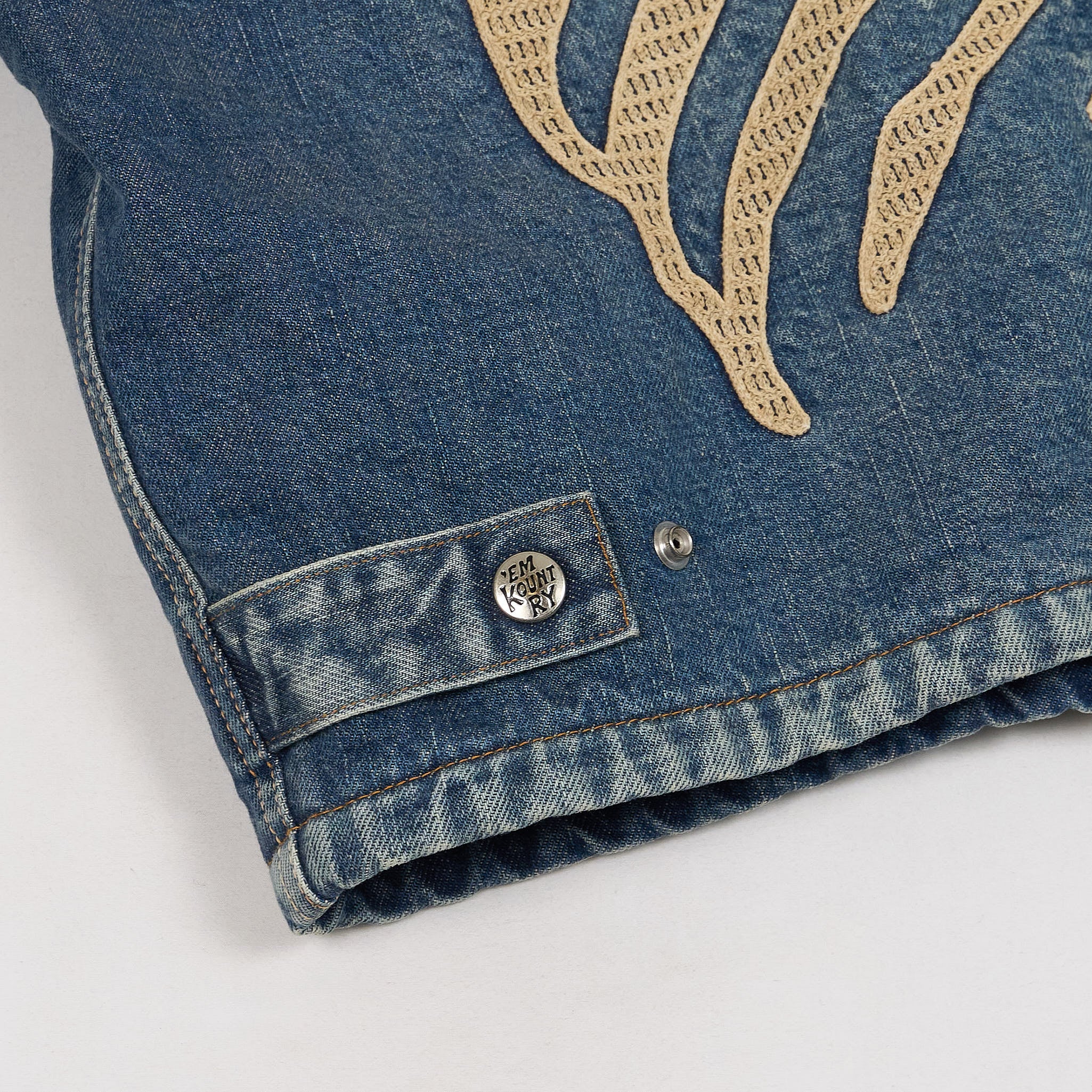 Kapital Kountry Embroidered Bone Denim Motocross Jacket - DeeCee style