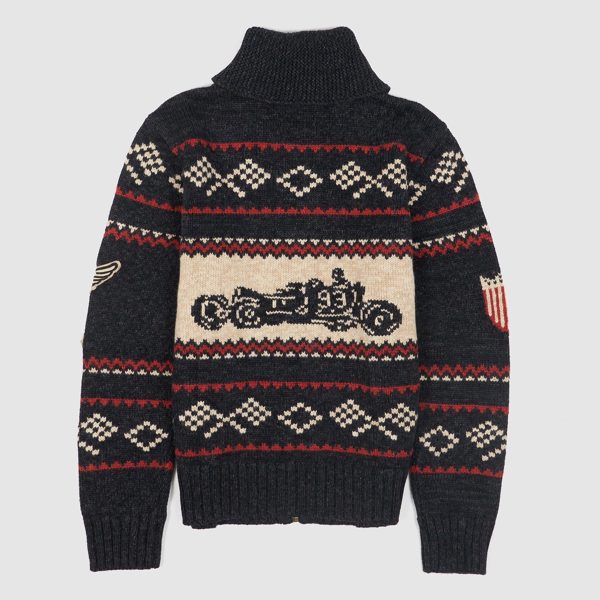 Double RL Knitted Motor Shawl Cardigan With Zip - DeeCee style