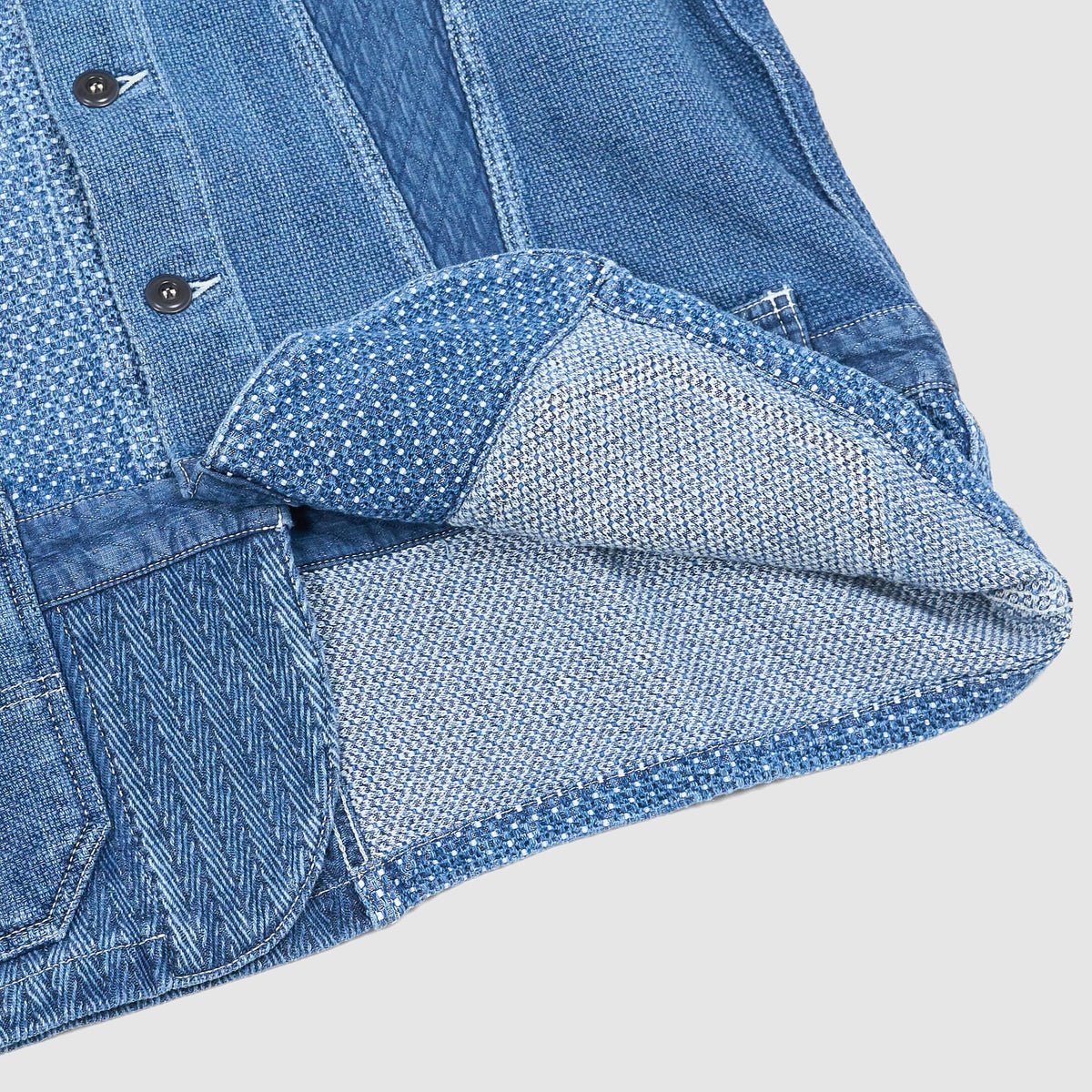 FDMTL Denim Patchwork 3-YR -Washed Denim Blazer Jacket
