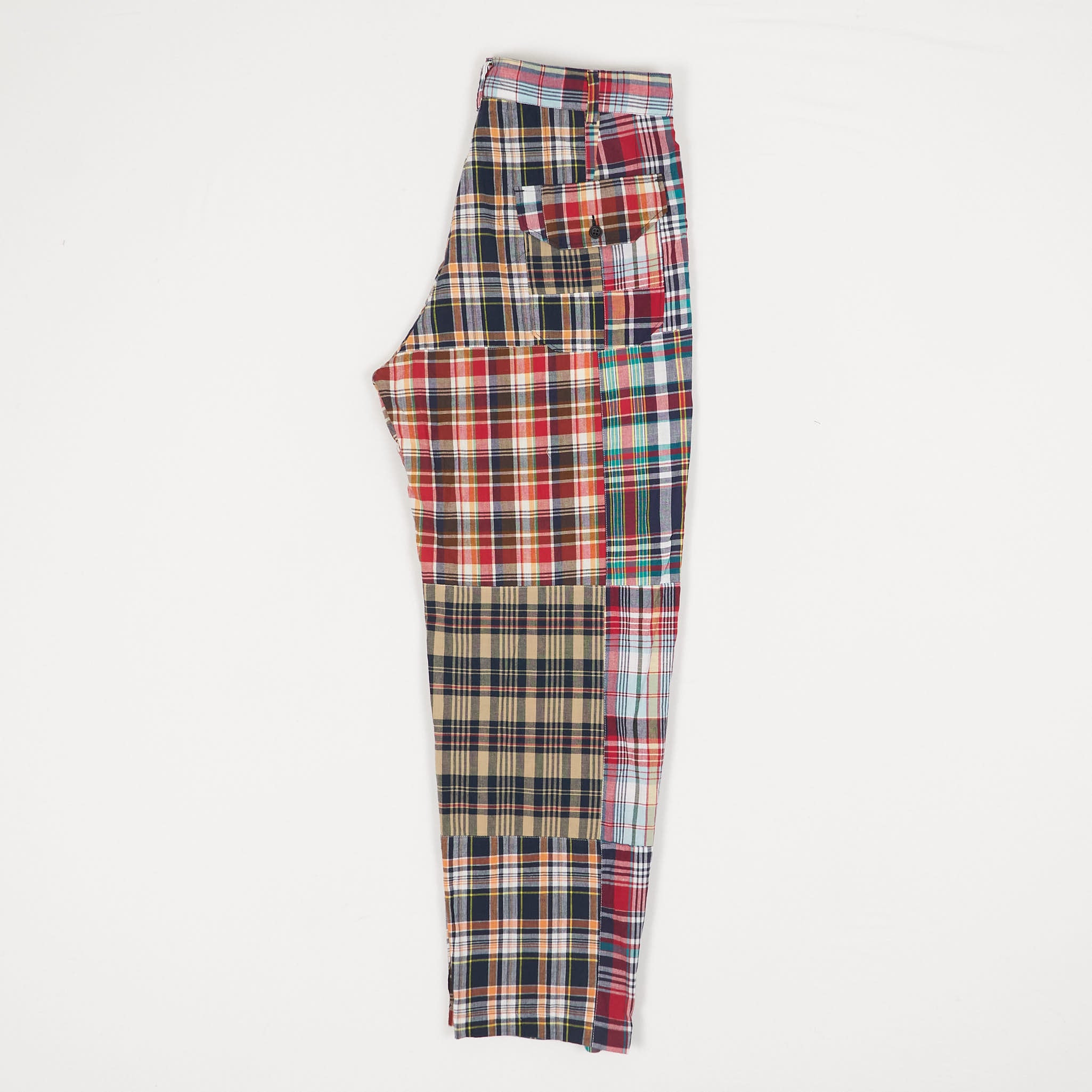 m*u様 check pattern patchwork trousers Engineered Garments Square Madras Patchwork Chino Pants - DeeCee style