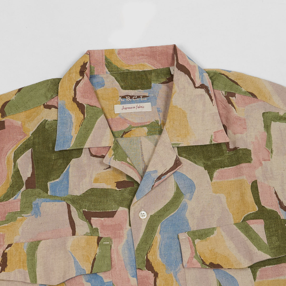 A.B.C.L Short Sleeve Camp Collar  Printed Linen Shirt