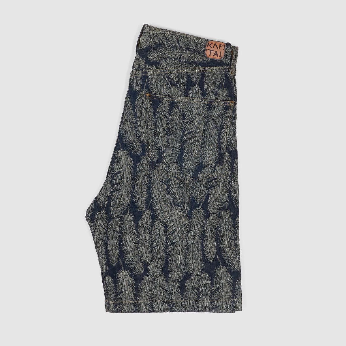 Kapital Indigo Jacquard Feather Jeans Shorts