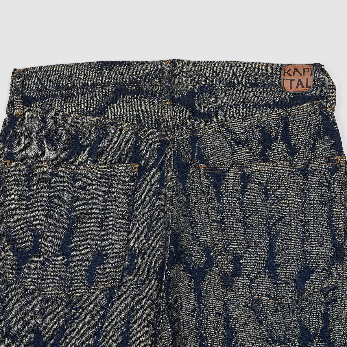 Kapital Indigo Jacquard Feather Jeans Shorts