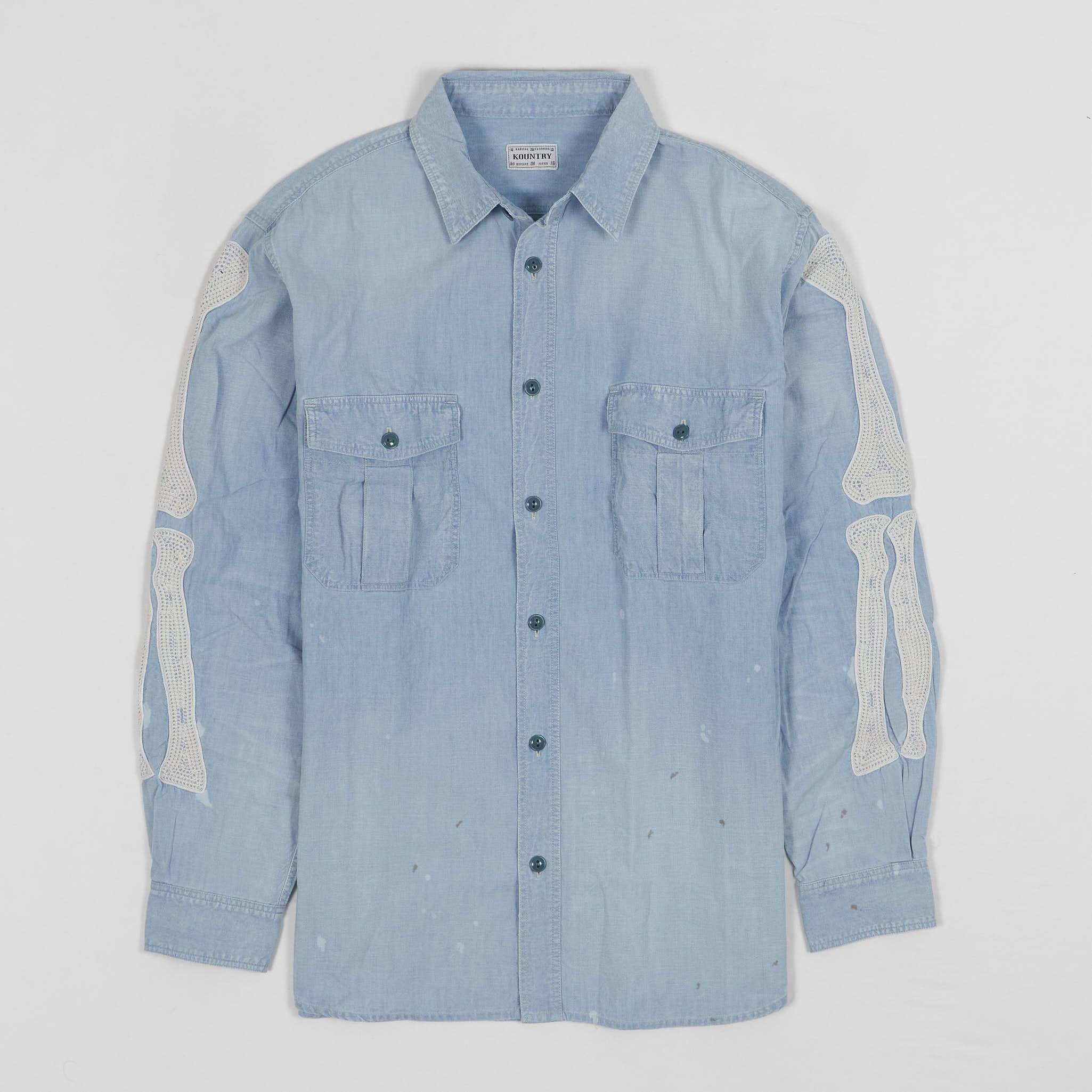 Kapital Long Sleeve Chambray Embroidered Bones Shirt - DeeCee style