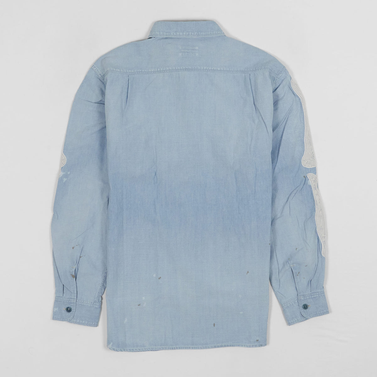 Kapital Long Sleeve Chambray Embroidered Bones Shirt