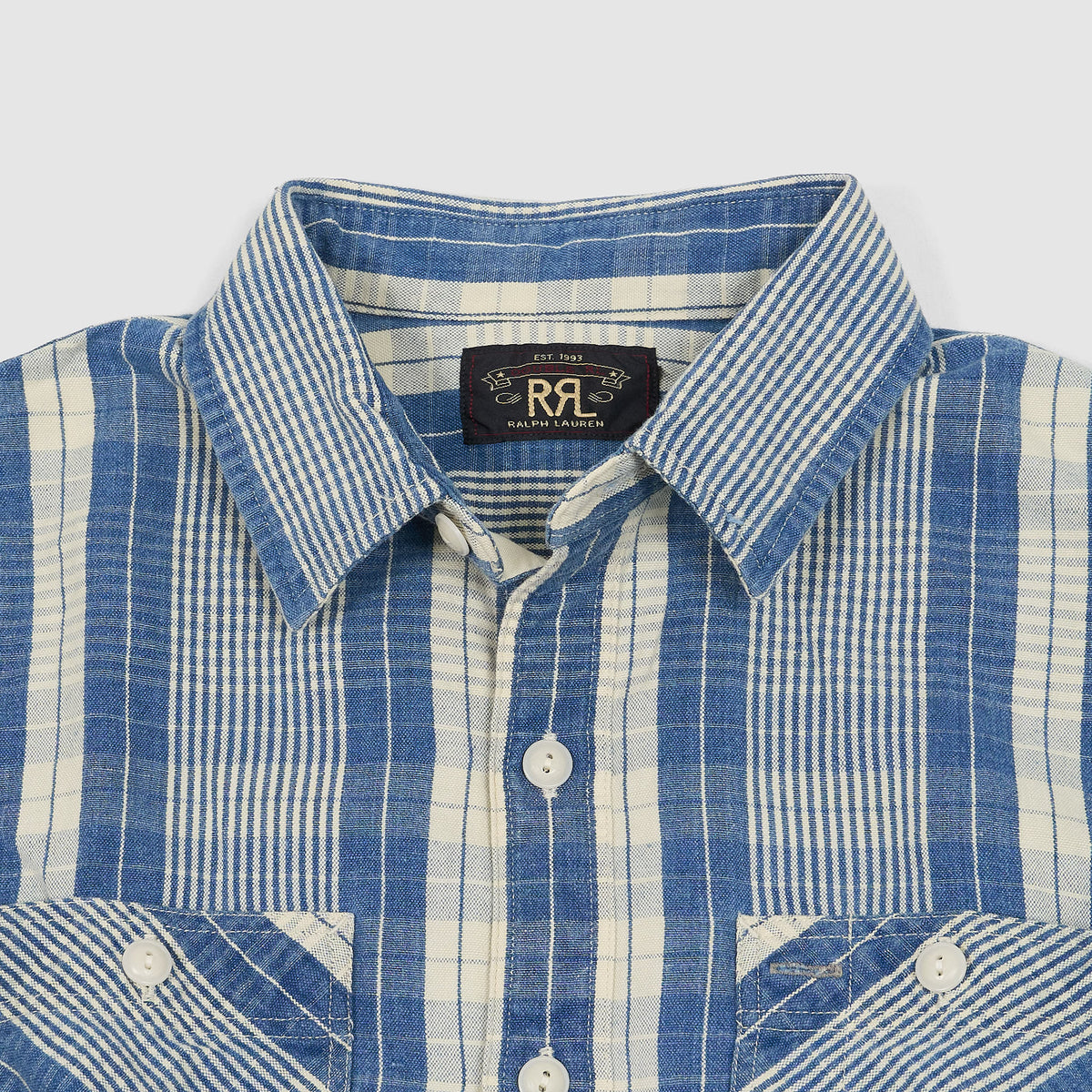 Double RL Long Sleeve Cotton/ Linen Sports Plaid Shirt