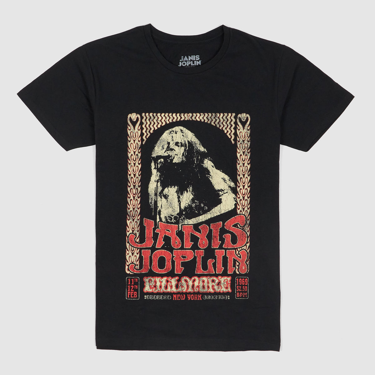 Janis Joplin &#39;Vintage Poster&#39; Crew Neck Rock T-Shirt