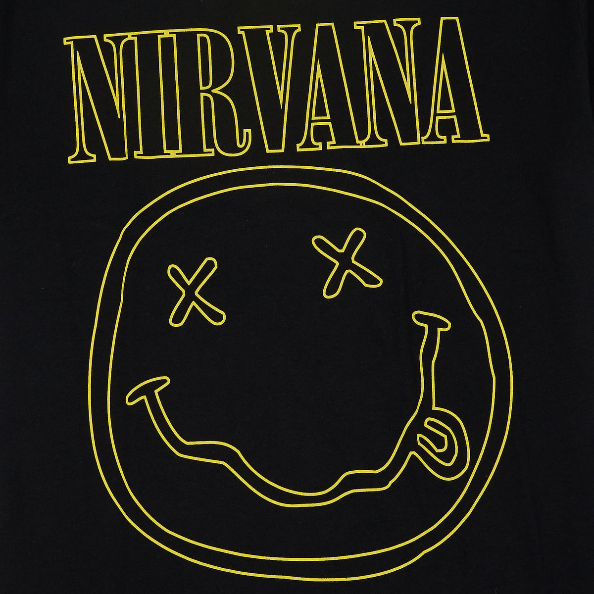 Nirvana Tee Outline Happy Face Crew Neck Rock T-Shirt