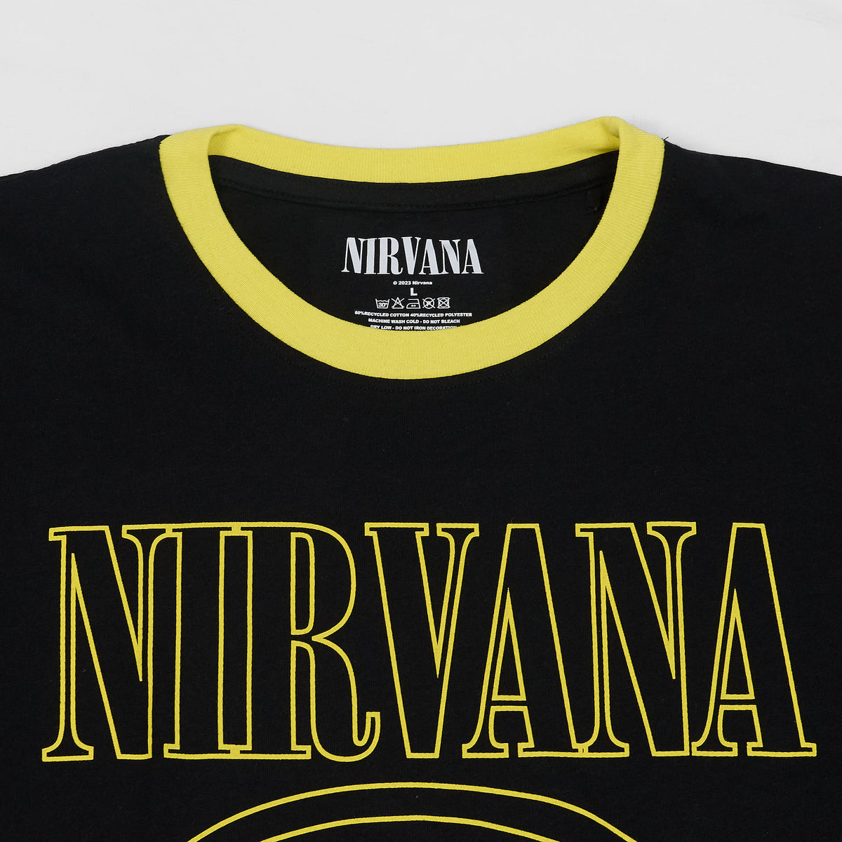 Nirvana Tee Outline Happy Face Crew Neck Rock T-Shirt