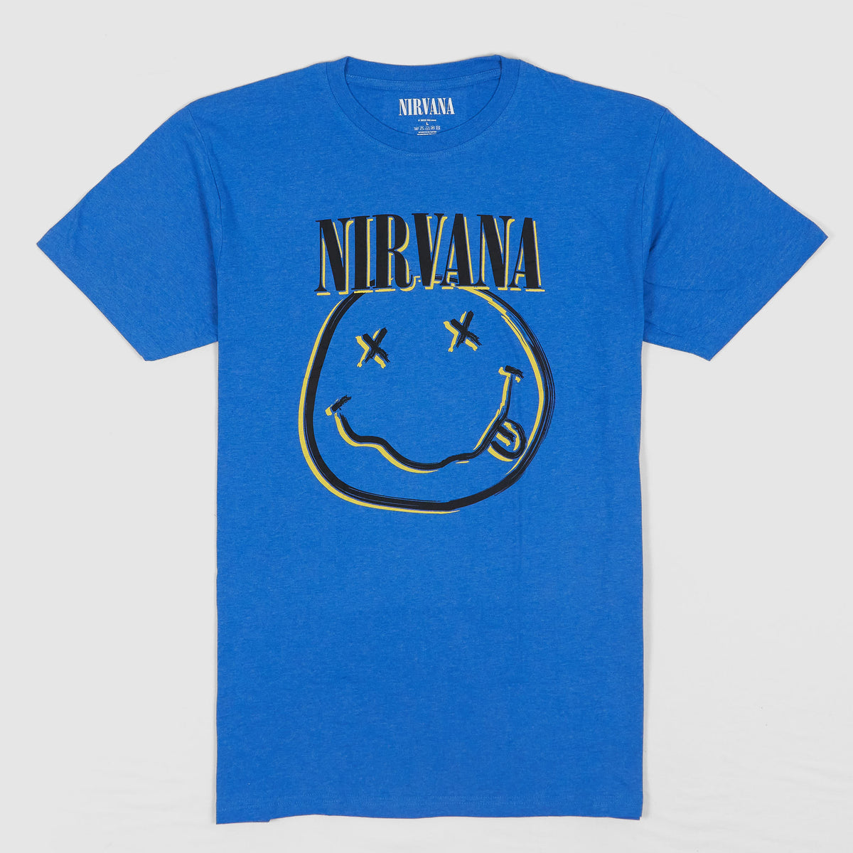 Nirvana Tee Inverse Happy Face Crew Neck Rock Band  T-Shirt