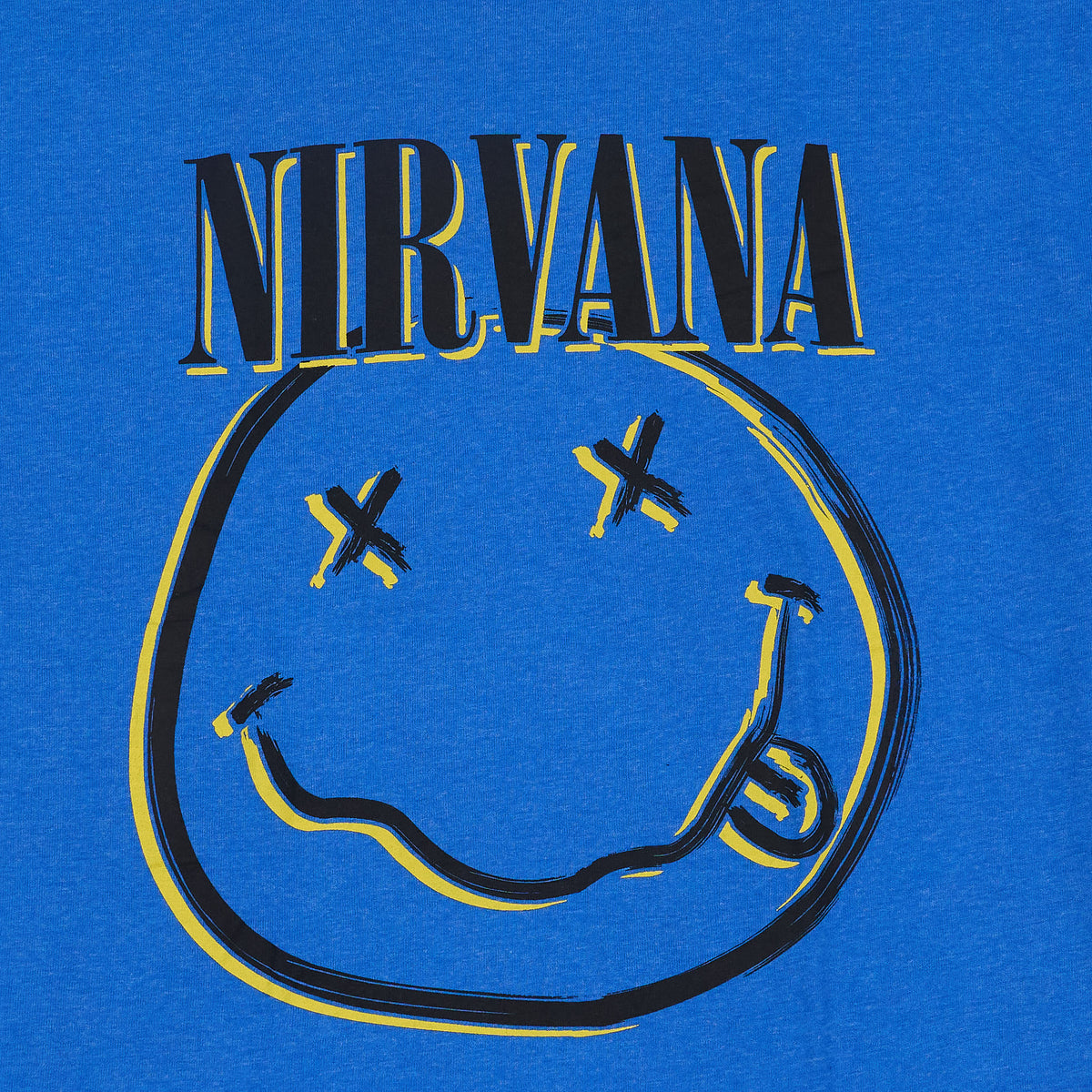 Nirvana Tee Inverse Happy Face Crew Neck Rock Band  T-Shirt