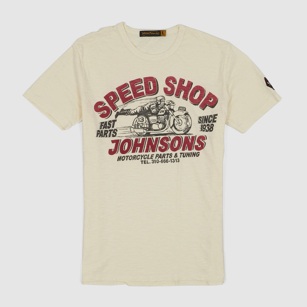 Johnson Motors Inc. Speed Shop Crew Neck Slub Yarn Cotton T-Shirts