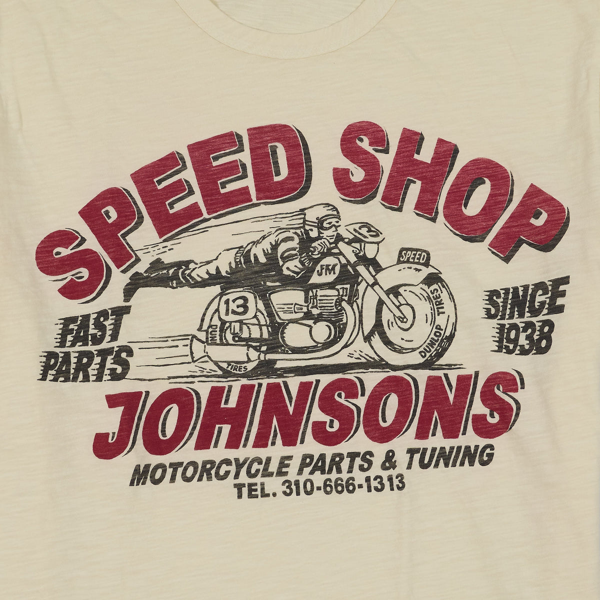 Johnson Motors Inc. Speed Shop Crew Neck Slub Yarn Cotton T-Shirts