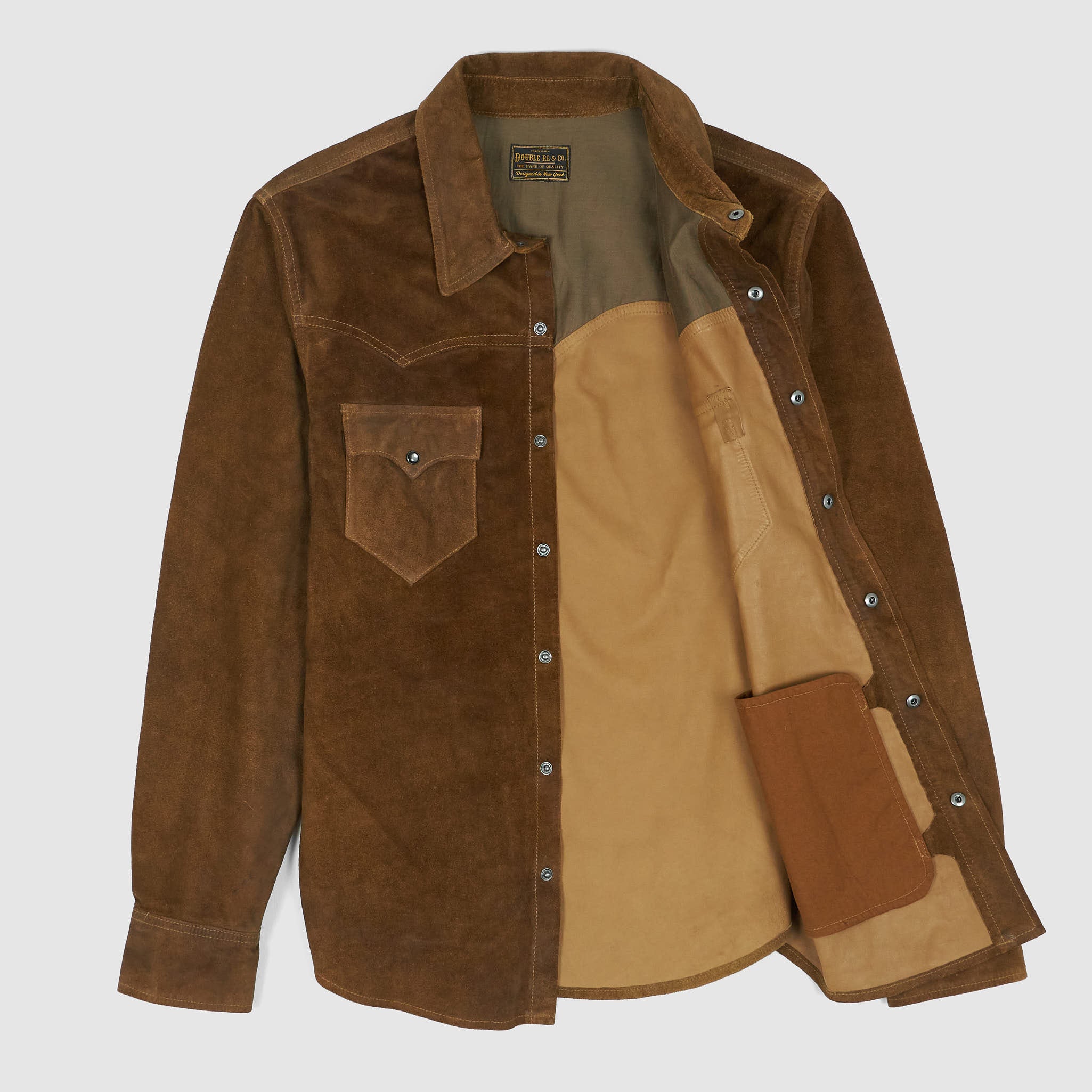 RRL DOUBLE RL カバーオール L ブラウン Double RL Leather Overshirt Jacket - DeeCee style