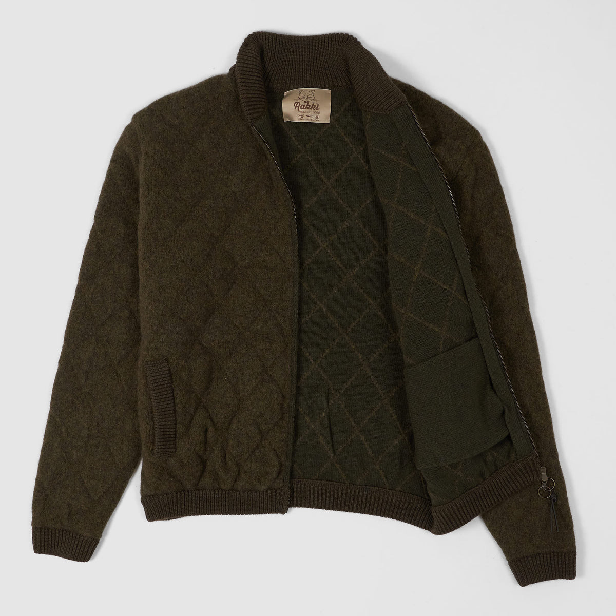 Rakki Quilted Baby Camel Blend Zip Cardigan Steve McQueen Jacket