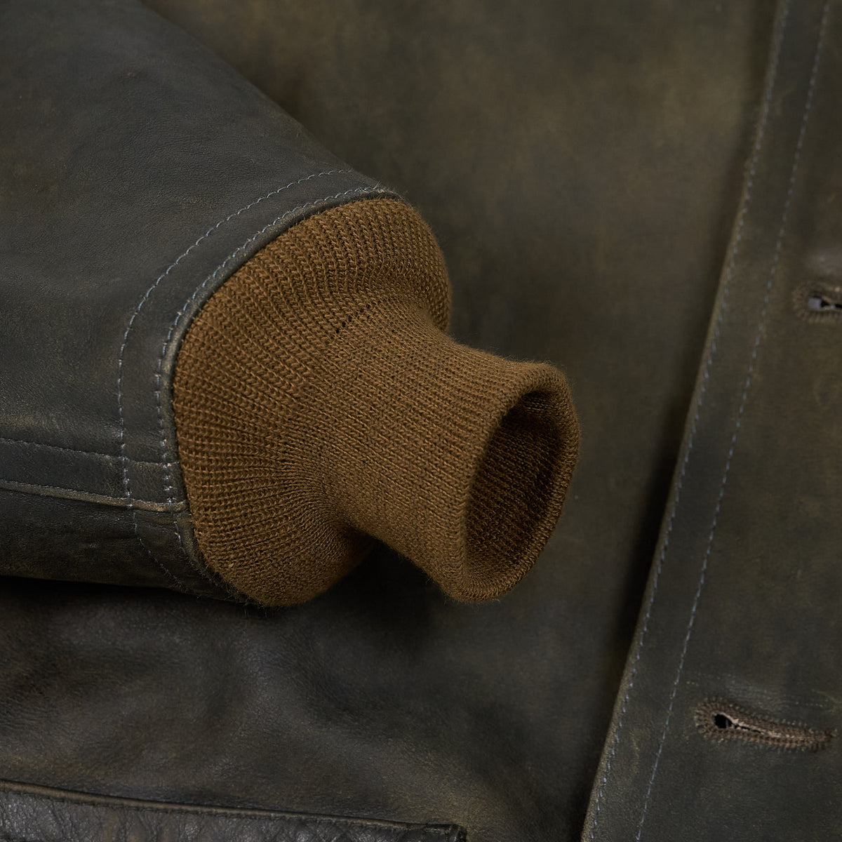 Double RL Time-Worn Indigo Dyed Leather Flying Jacket