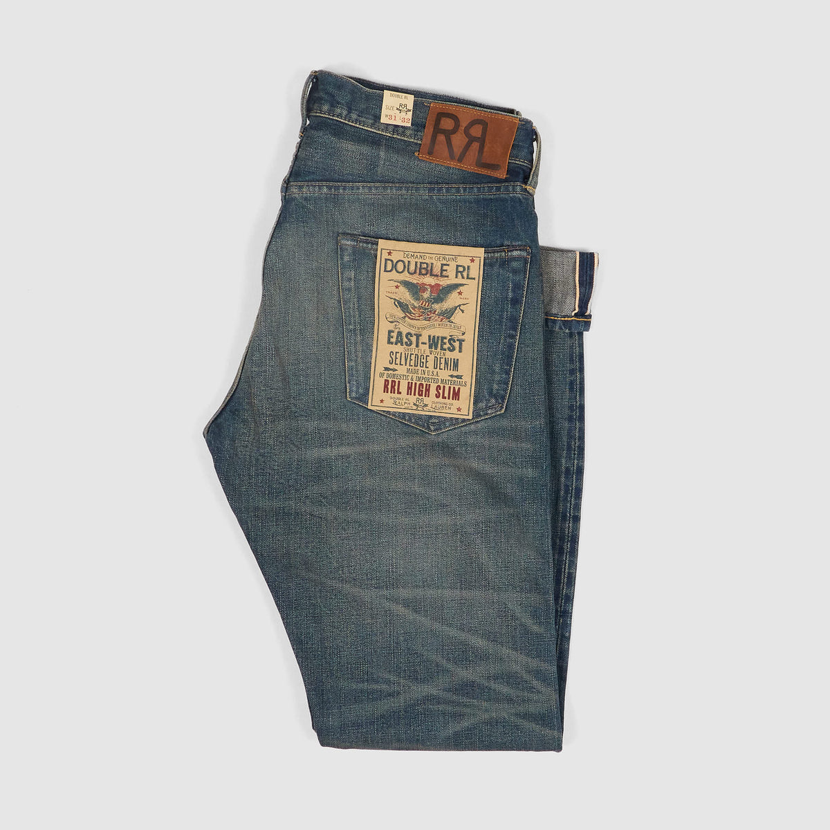 Double RL High Slim Full Length Yosemite Stone Wash East West Jeans